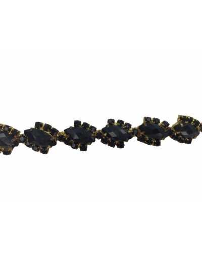 10 Cm Passamaneria Gioiello Strass Castone Oro Pietre Alta 1 Cm