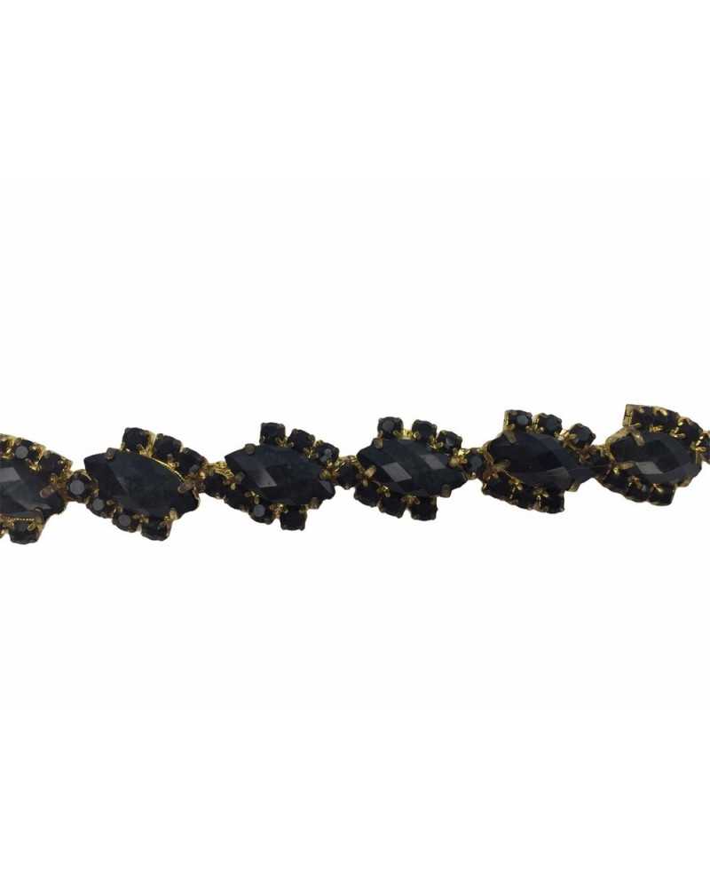 10 Cm Passamaneria Gioiello Strass Castone Oro Pietre Alta 1 Cm
