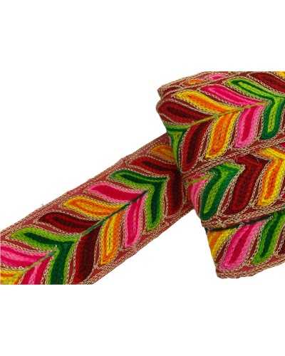 50 cm adornos borde partición cinta oro lurex bordado hoja multicolor 5 cm alto