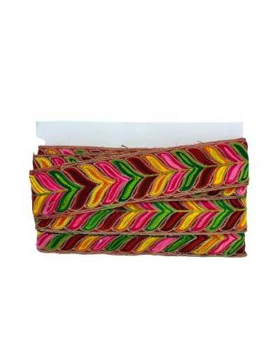 50 cm adornos borde partición cinta oro lurex bordado hoja multicolor 5 cm alto