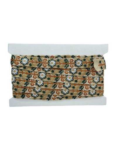50 Cm Trimmings Edge Partition Beige Ribbon Flower Embroidery Shiny Thread 25 Mm High