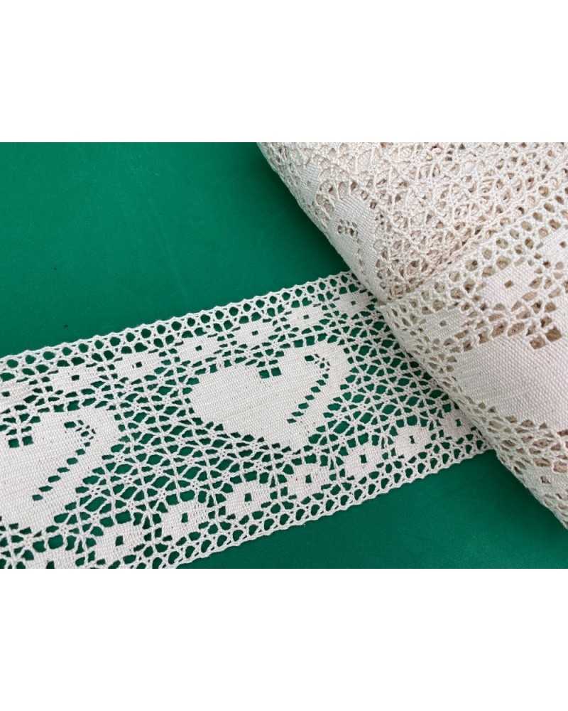 Passementerie Coton Dentelle Cloison Bordure Type Crochet Coeur 10 Cm De Haut