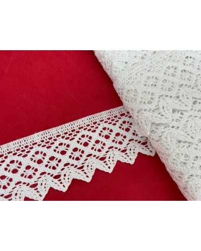 Passementerie Dentelle Coton Pointe Moyenne Crochet Bord Losange 5 Cm De Haut