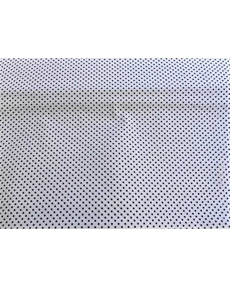 50 cm Tissu coton imprimé petits pois fond blanc 1,50 mètres de haut