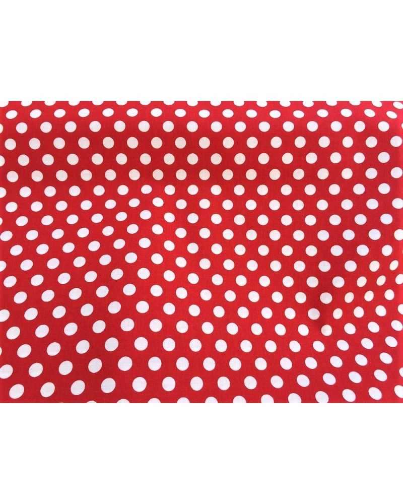50 cm Baumwollstoff mit Punkten, 10 mm, weiß bedruckt, 1,50 m hoch
