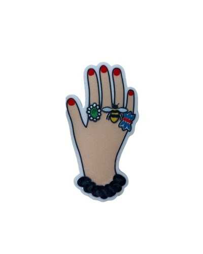 Parche Aplicación Termoadhesivo Marbet Bordado Anillos Pulsera Mano Tejido Satinado 45x85 Mm
