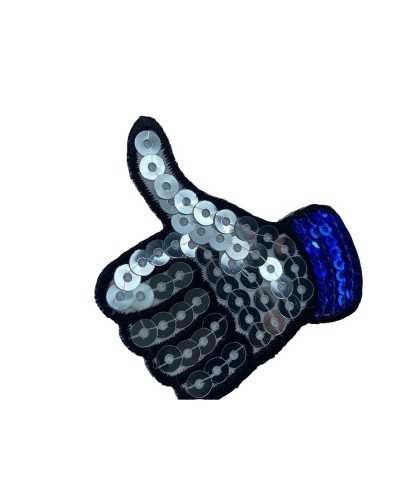 Thermoadhesive Application Patch Marbet Sequins Embroidery I Like Ok Thumbs Up Cm 5x5