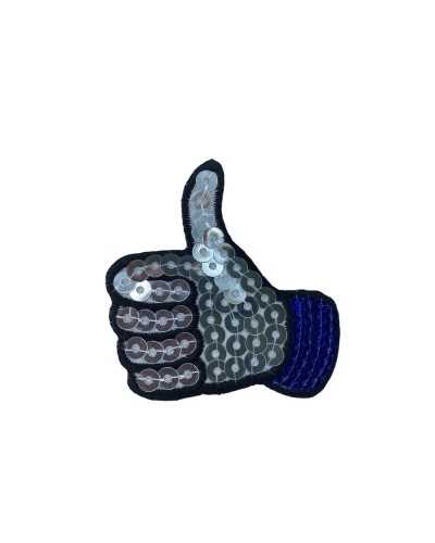 Application thermoadhésive Patch Marbet Paillettes Broderie I Like Ok Thumbs Up Cm 5x5