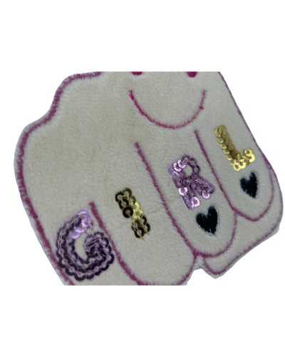 Termo Mano Aplicación Adhesivo Puño Terciopelo Lentejuelas Bordado Niña Corazones Negros Smiley Cm 7x7