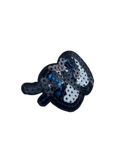 Application Patch Patch Thermocollant Yeux Paillettes Cils Noir Blanc Turquoise 5x4 Cm