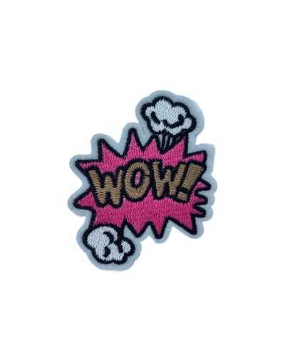 Anwendung Aufnäher zum Aufbügeln, Stoff, Stickerei, Comic WOW, 6 x 7 cm