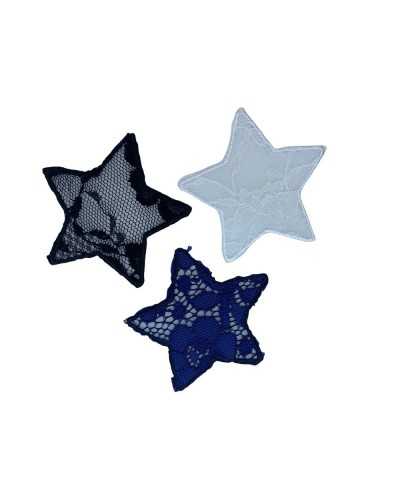 Application Thermoadhésive Broderie Ecusson Marbet Dentelle Couleur Unie Etoile 5 Cm
