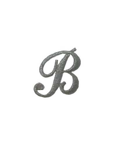 Lettre Thermocollante Alphabet Application Broderie Point Satin Italique Marbet Haut 25 Mm Col. Argent