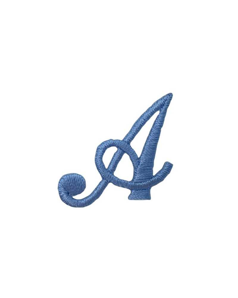 Iron-on Letter Alphabet Embroidery Satin Stitch Italics Marbet High 25 Mm Col. Light Blue