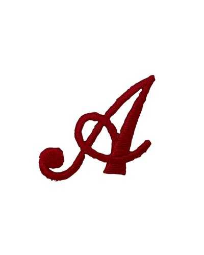 Buchstaben-Alphabet-Stickerei zum Aufbügeln, Vollstich, kursiv, Marbet, hoch, 25 mm, Farbe Rot