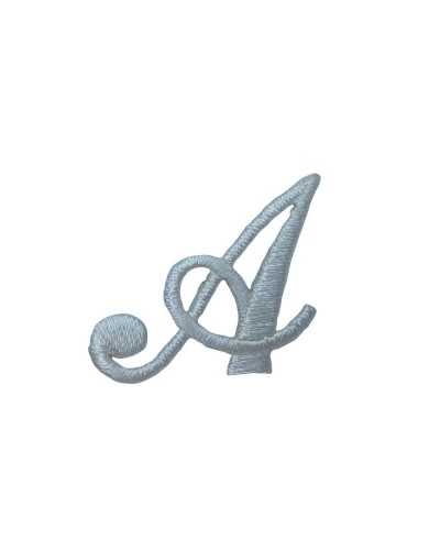 Buchstaben-Alphabet-Stickerei zum Aufbügeln, Satinstich, kursiv, Marbet, hoch, 25 mm, Farbe Weiß