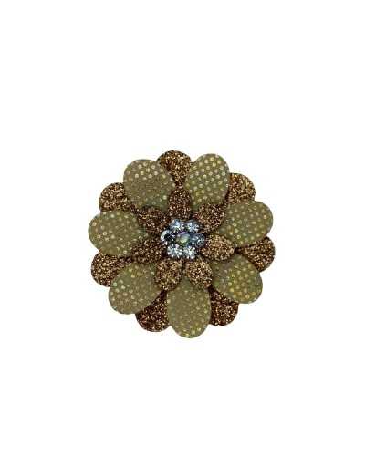 Aplicación Flor Cosible Satén Brillante Corte Láser Strass Coser 4 Cm