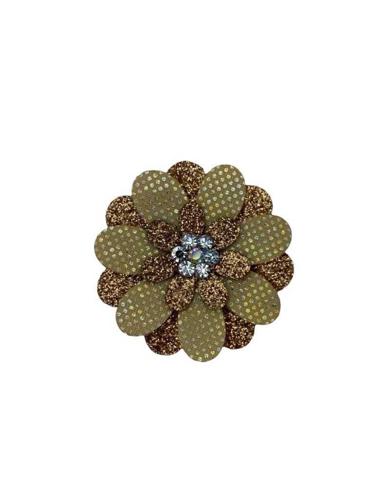 Application Fleur À Coudre Brillant Satin Découpe Laser Strass Coudre 4 Cm