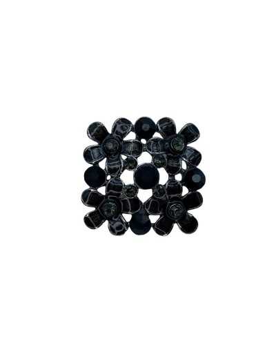 Juwelenknopf Strass Blume Metallknopfloch Quadrat 25 mm
