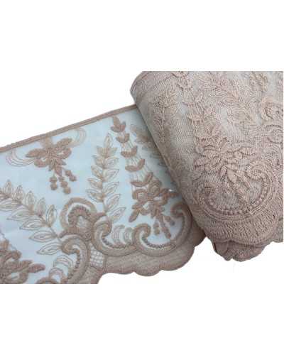 Trimmings Lace Scalloped Tulle Embroidery Powder Pink Flower Hand Matt Cotton High 20 Cm