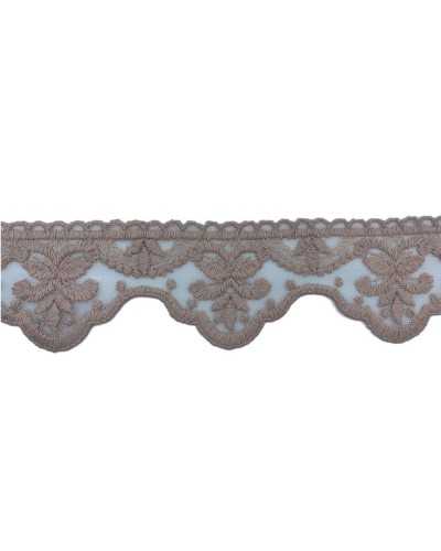 Trimmings Scalloped Lace Tulle Embroidery Powder Pink Flower Hand Matt Cotton 6 Cm High