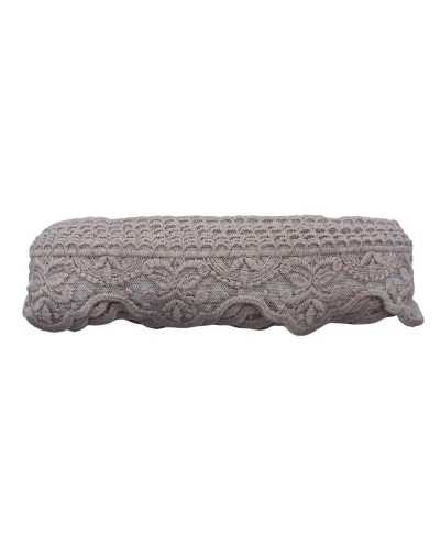 Passementerie Dentelle Festonnée Tulle Broderie Poudre Fleur Rose Main Coton Mat 6 Cm De Haut