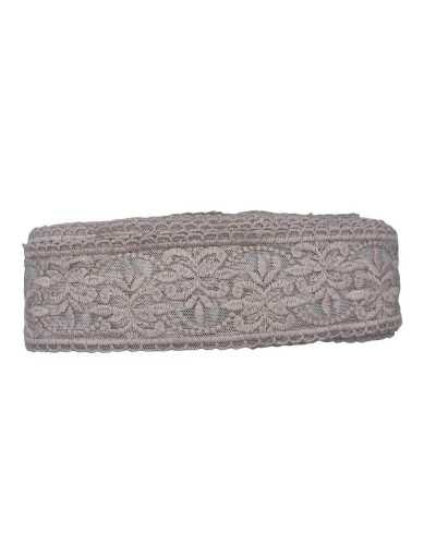 Passementerie Bordure Dentelle Rose Poudré Cloison Tulle Broderie Main Coton Mat Haut 8 Cm