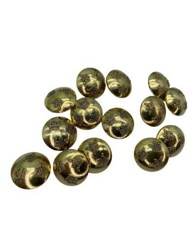 Bottone Oro Resina Lucido Lavoro Corona Asola Gambo 25 Mm