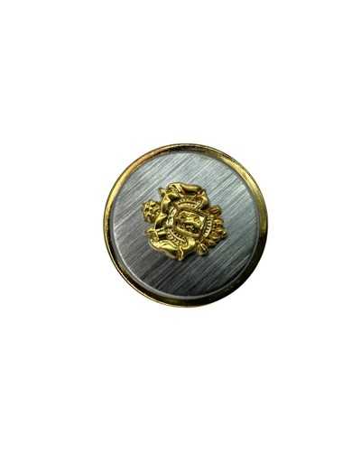 Runder, glänzender Metallknopf mit Wappen, Gold und Silber, Größe 25 mm