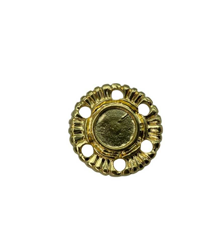 Round Metal Button Slot Shank Model Perforated Gold Measure 28 Mm