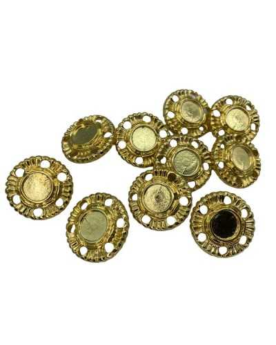 Round Metal Button Slot Shank Model Perforated Gold Measure 28 Mm