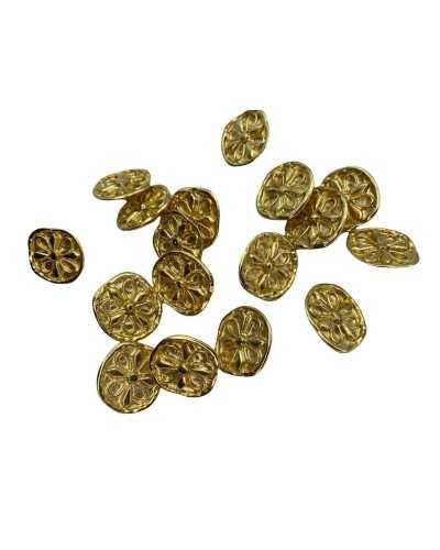 Runder Metallknopf, Knopflochstiel, goldenes Blumenmodell, Maße: 2 cm