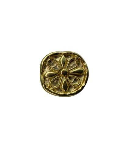 Round Metal Button Buttonhole Stem Gold Flower Model Measure 2 Cm