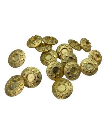 Round Metal Button Slot Stem Model Star Moon Sun Gold Measure 2.5 Cm
