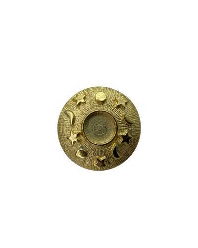 Boton Metalico Redondo Ranura Tallo Modelo Estrella Luna Sol Oro Medida 2,5 Cm