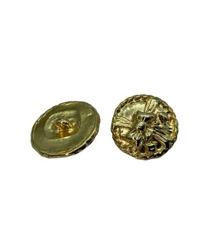 Round Metal Button Slot Shank Model Gold Bow Measure 2 Cm