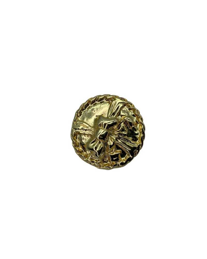 Runder Metallknopf mit Schlitzschaft, Modell Goldschleife, Maße 2 cm