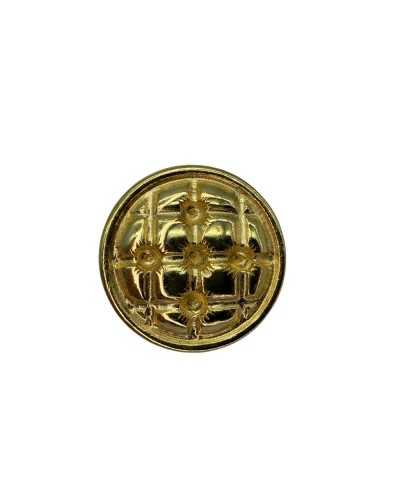 Round Metal Button Buttonhole Shank Gold Quilted Model Measures 3.5 Cm