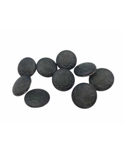 Herrenknopf, Wappen, Löwe, Krone, Lederoptik, Silber, unedles Metall, 23 mm
