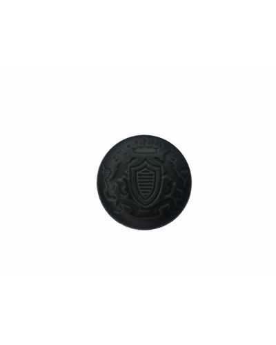 Herrenknopf, Wappen, Löwe, Krone, Lederoptik, Silber, unedles Metall, 21 mm