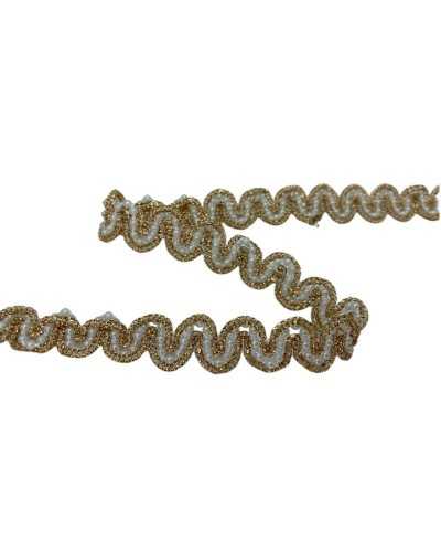50 Cm Trimmings Cover Point Serpentine Bead Cream Thread Gold Lurex High 15 Mm