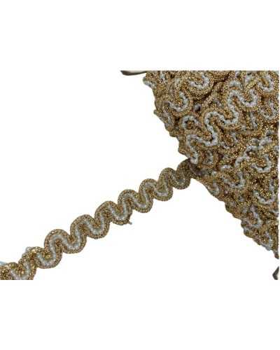 50 Cm Passementerie Point Couverture Serpentine Perle Fil Crème Fil Doré Lurex Haut 15 Mm