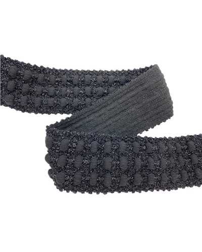 50 Cm Elástico Negro Pasamanería Chanel Pon Pon Lurex Alto 6 Cm