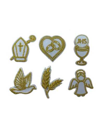 6 Pcs Application Écusson Thermocollant Patch Croix Église Sacrée Or Lurex Haut 35 Mm