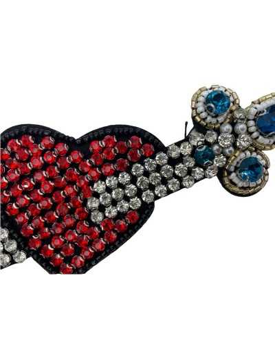 Application Coudre Coeur Percé Épée Strass Pierres Perles Cm 16x6