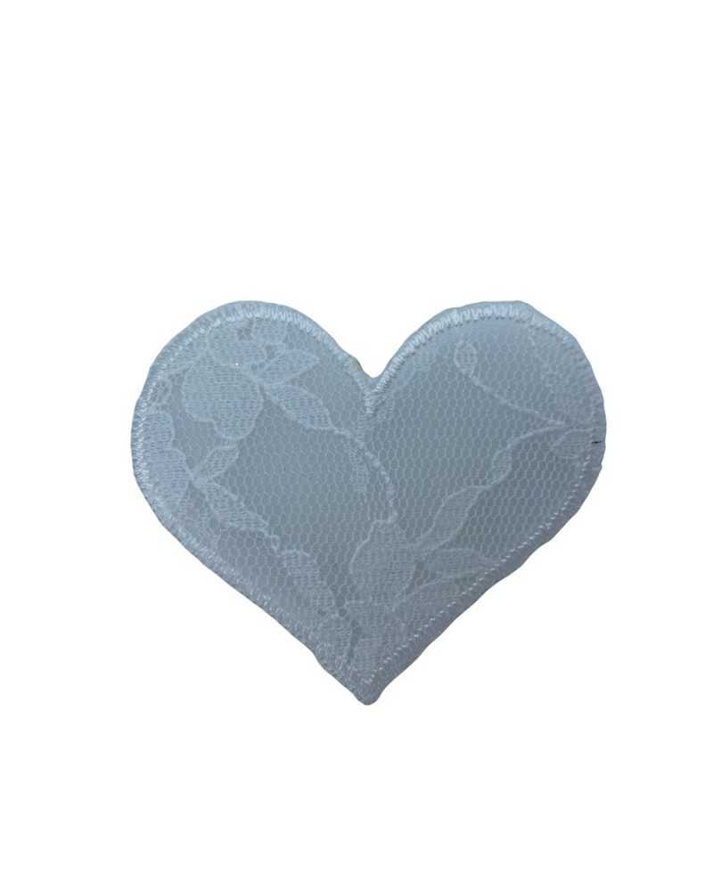 Thermoadhesive Application Embroidered Patch Marbet Lace Solid Color Heart 55x50 Mm