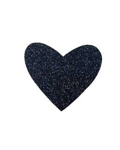 Thermoadhäsiver Klebeflicken Marbet Herz glitzerndes Lurex einfarbig 7x6 cm