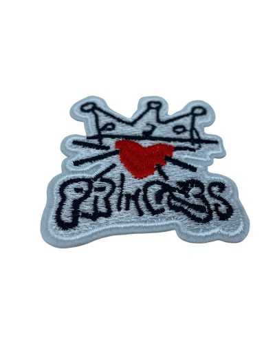 Applicazione Princess Cuore Ricamo Corona Alto 6 Cm