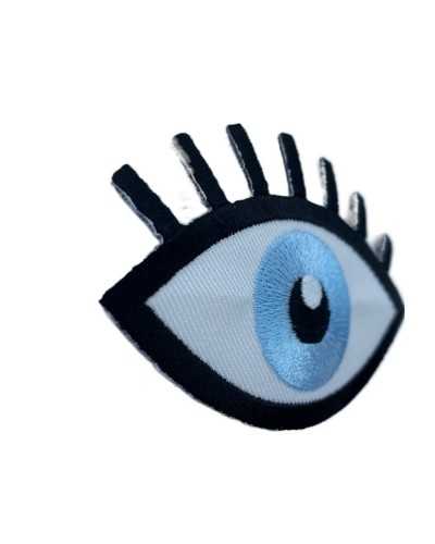 Application oeil céleste patch thermocollant brodé 9x6 cm