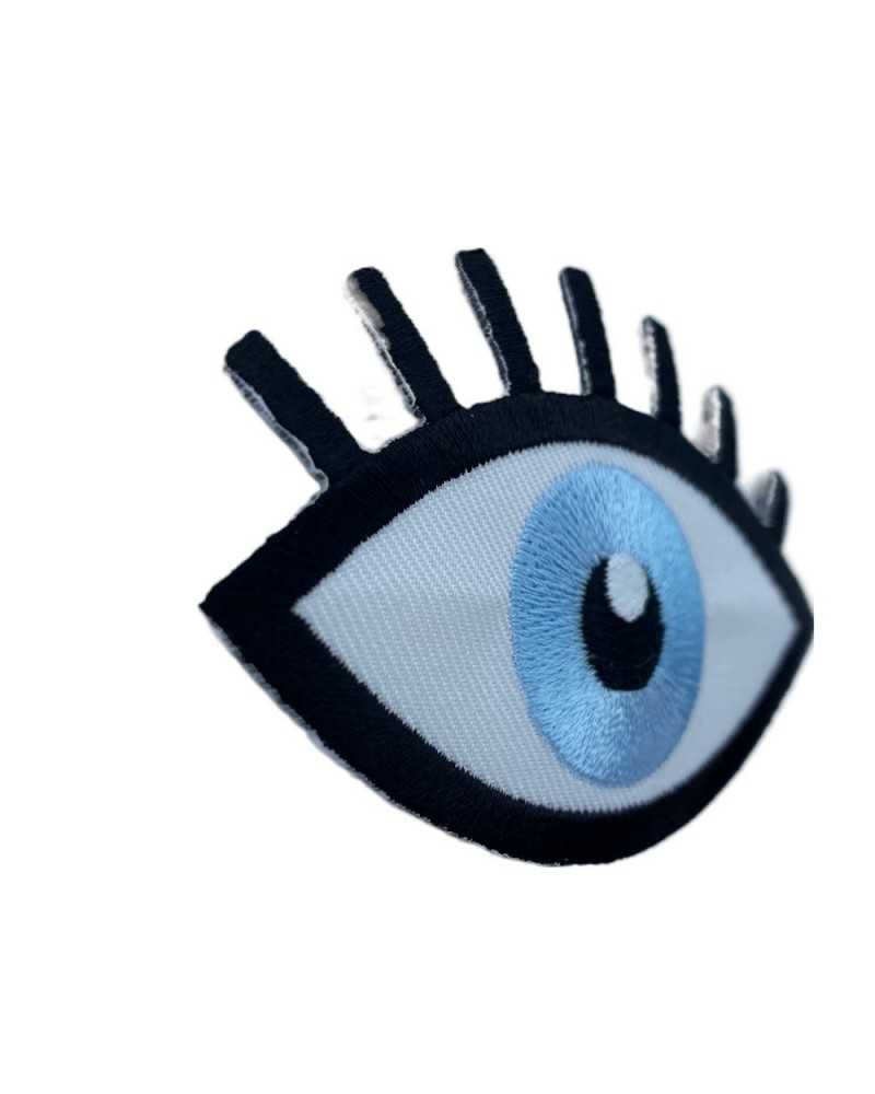 Application oeil céleste patch thermocollant brodé 9x6 cm